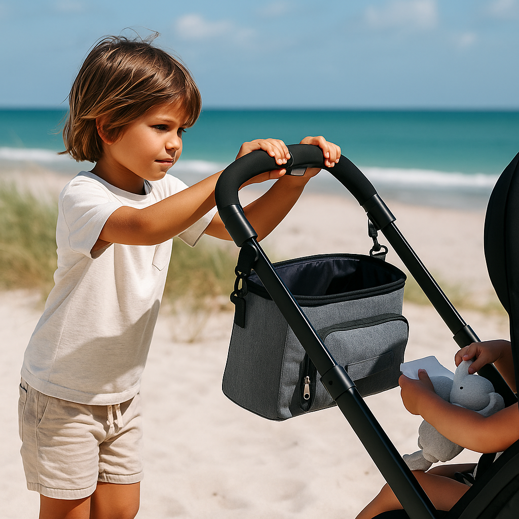 mini sac à langer pratique gris poussette 